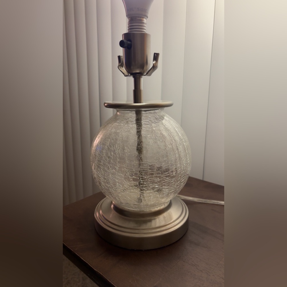 Thomas O’Brien Elegant Cracked Glass Table Lamp with Silver Base